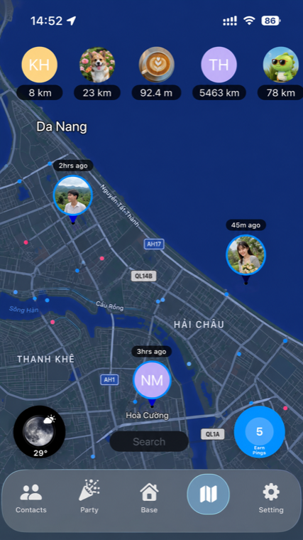 Locstat app — live map